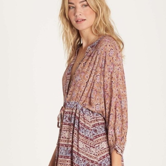 Billabong Marry Mine Floral Oversized Boho Babydoll Mini Swing Dress - Picture 9 of 9